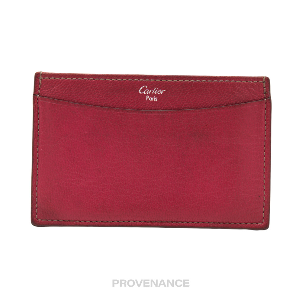 🔴 Cartier Card Holder Wallet - Raspberry Chevre Leather